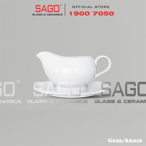  CK G026/SA016 - Bình Đựng Sốt Sứ Ck 615ml | Trắng Trơn 