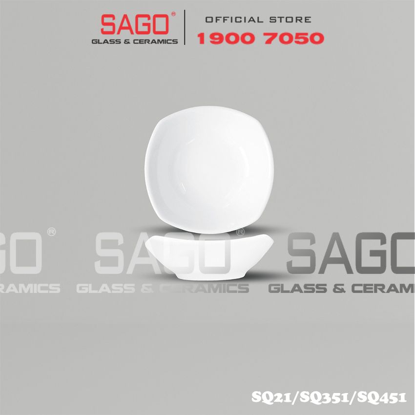  CK SQ  - Dĩa Chấm Vuông Sứ CK (SQ) | Trắng Trơn , Tùy Chọn Kích Thước 