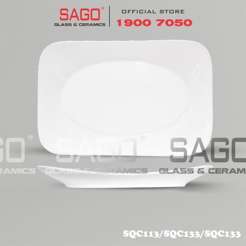  CK SQC - Dĩa Sứ Ck Hình Chữ Nhật (SQC) | Trắng Trơn , Tùy Chọn Kích Thước 