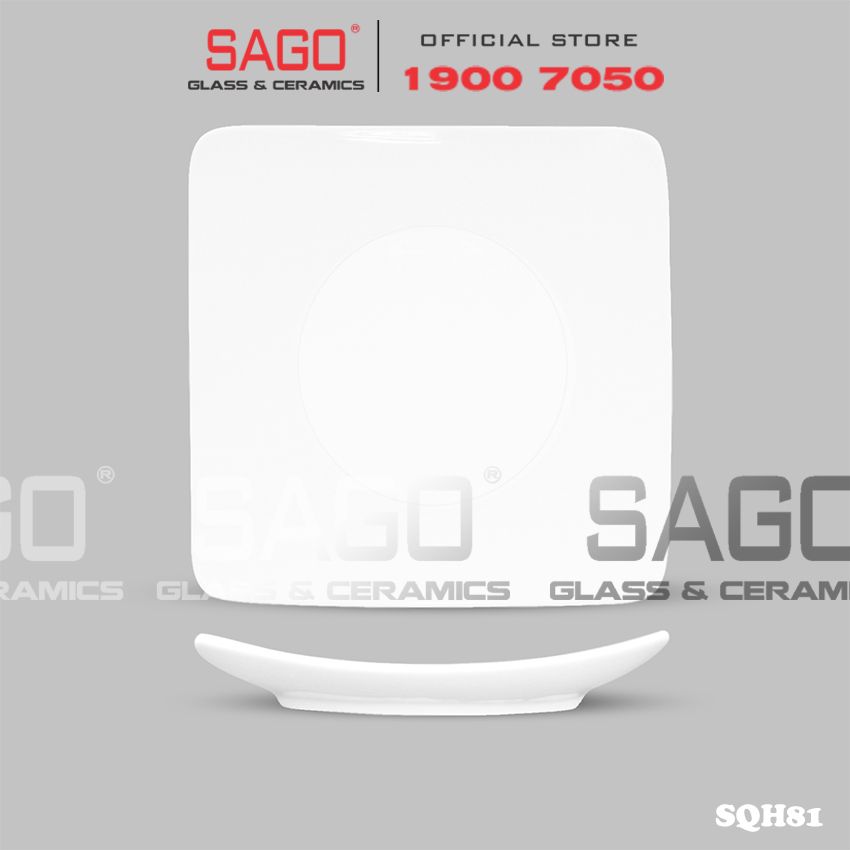  CK SQH81 - Dĩa Sứ CK Hình Vuông | Trắng Trơn 