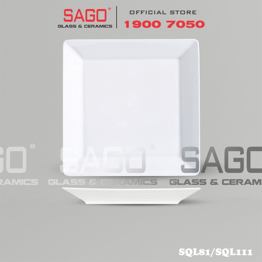  CK SQL - Dĩa Sứ CK Vuông (SQL) | Trắng Trơn , Tùy Chọn Kích Thước 