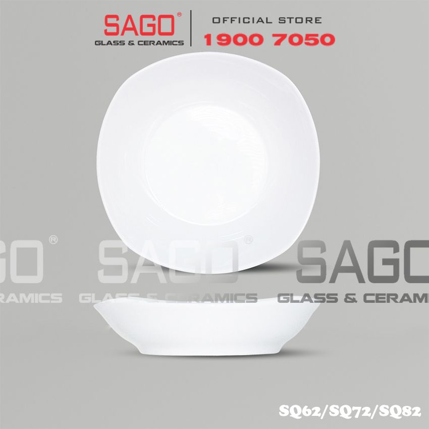  CK SQ - Dĩa Súp Vuông Sứ CK (SQ) | Trắng Trơn , Tùy Chọn Kích Thước 