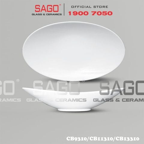  CK CB9310/CB11310/CB13310 - Dĩa Thuyền Sâu Sứ Ck | Trắng Trơn , Tùy Chọn kích Thước 