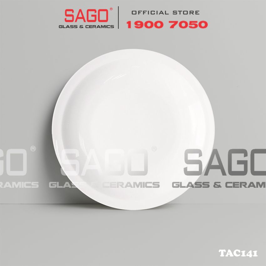  CK TAC141 - Dĩa Sứ CK Tròn Cạn 34.5cm | Trắng Trơn 