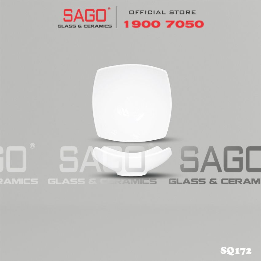  CK SQ172  - Dĩa Chấm Vuông Nhỏ Sứ Ck | Trắng Trơn 