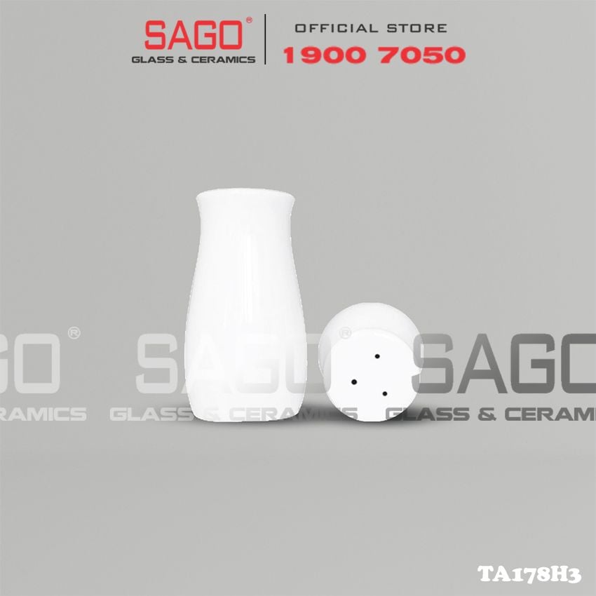  CK TA178H3 - Hủ Đựng Muối Sứ Ck | Trắng Trơn 