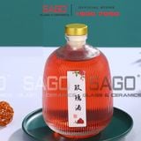  Bình Rượu Thủy Tinh Bầu Sọc 500ml Nút Nhấn | Bình Chiết Rượu Cao Cấp 