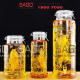  Bình Ngâm Rượu Trụ Nắp Gài 4.0 Lít | Họa Tiết Long Phụng 