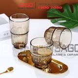  DELI Y5865-1S - Ly Thủy Tinh Deli LINQ Amber Rock Glass 340ml | Thủy Tinh Cao Cấp 