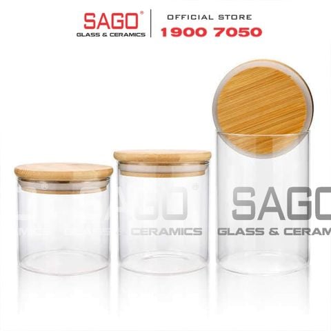  Hũ Thủy Tinh Trụ Nắp Gỗ Tre Cao Cấp | Tùy Chọn Dung Tích 