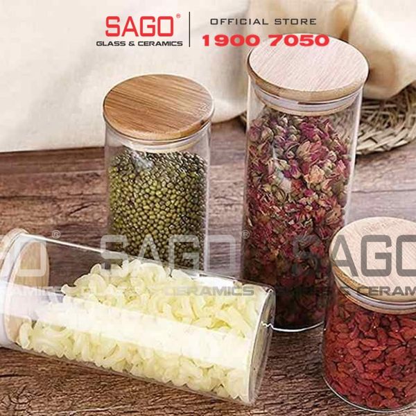  Hũ Thủy Tinh nắp Gỗ Tre cao Cấp | Tùy Chọn Dung Tích 