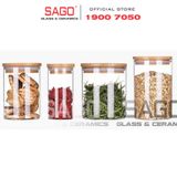  Hũ Thủy Tinh Trụ Nắp Gỗ Tre Cao Cấp | Tùy Chọn Dung Tích 