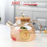  Deli GPH20-1 - Bình Thủy Tinh Chịu Nhiệt Delisoga Borosilicate Glass Pitcher 1250ml Nắp Gỗ | Thủy Tinh Cao Cấp 