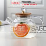  Deli GPH20-1 - Bình Thủy Tinh Chịu Nhiệt Delisoga Borosilicate Glass Pitcher 1250ml Nắp Gỗ | Thủy Tinh Cao Cấp 