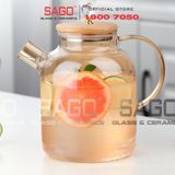  Deli GPH25HA - Bình Thủy Tinh Chịu Nhiệt Delisoga Borosilicate Glass Pitcher 1800ml Nắp Gỗ | Thủy Tinh Cao Cấp 