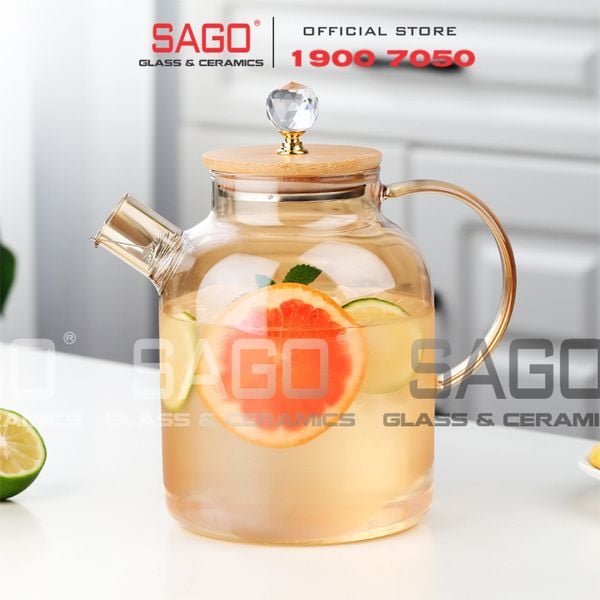  Deli GPH25HA - Bình Thủy Tinh Chịu Nhiệt Delisoga Borosilicate Glass Pitcher 1800ml Nắp Gỗ | Thủy Tinh Cao Cấp 