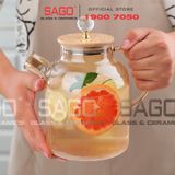  Deli GPH25HA - Bình Thủy Tinh Chịu Nhiệt Delisoga Borosilicate Glass Pitcher 1800ml Nắp Gỗ | Thủy Tinh Cao Cấp 