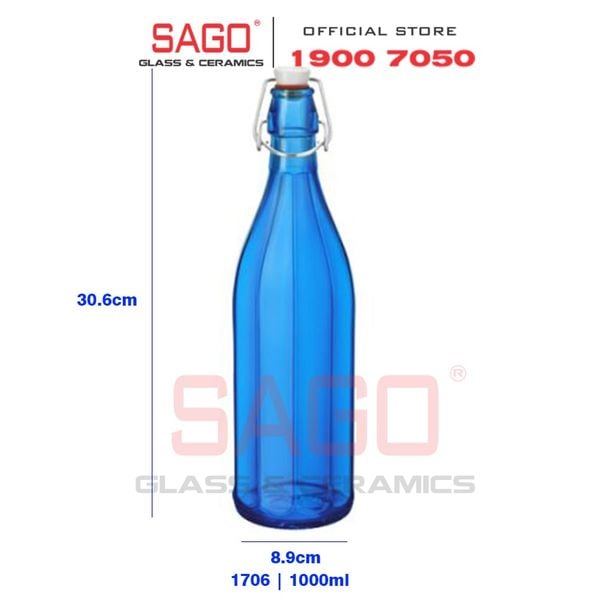  Chai Thủy Tinh Bormioli Rocco Oxford 1000ml  | Nhập Khẩu Italia ; Tùy Chọn Màu 