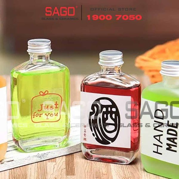  Chai Thủy Tinh Mini Dẹp Nắp Nhôm 100ml | Thủy Tinh Cao Cấp 