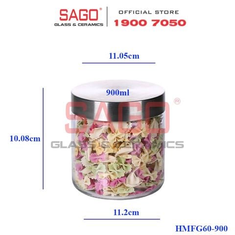  DELI HMFG60-900 - Hũ Thủy Tinh Delisoga Glass Sealed Jar 900ml , Nắp Inox 304 | Thủy Tinh Cao Cấp 