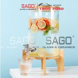  Bình Sâm Trụ Ngâm Rượu Thủy Tinh Có Chân Đế Gỗ 8.0 Lít | Nắp Thủy Tinh , Có Vòi Inox 