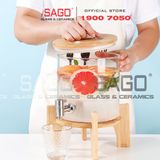  Bình Sâm Trụ Ngâm Rượu Thủy Tinh Có Chân Đế Gỗ 6.0 Lít | Nắp Thủy Tinh , Có Vòi Inox 