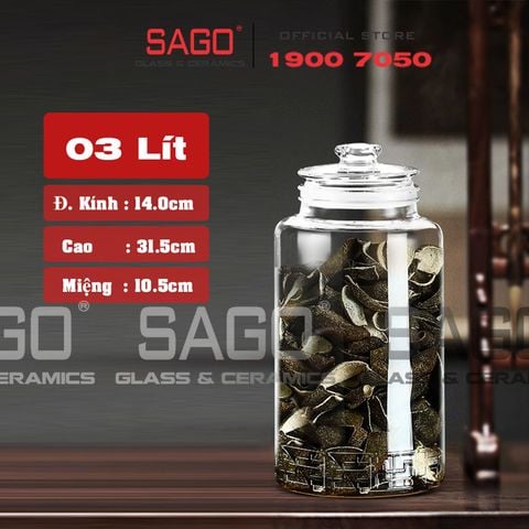  Bình Ngâm Rượu Trụ Nắp Mài 3.0 Lít | Tùy Chọn Có hoặc không Vòi 