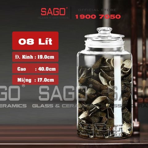  Bình Ngâm Rượu Trụ Nắp Mài 8.0 Lít | Tùy Chọn Có hoặc không Vòi 