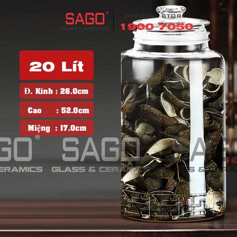  Bình Ngâm Rượu Trụ Nắp Mài 20.0 Lít | Tùy Chọn Có hoặc không Vòi 