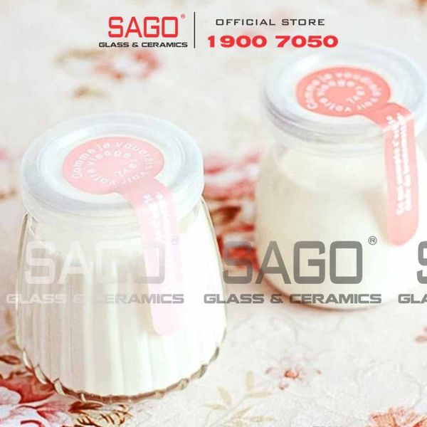  Hũ Thủy Tinh Pudding Sọc Nắp nhựa | Tùy Chọn Dung tích 