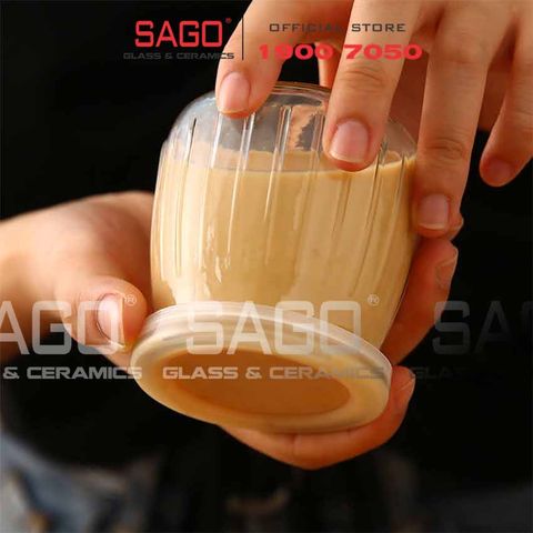  Hũ Thủy Tinh Pudding Sọc Nắp nhựa | Tùy Chọn Dung tích 
