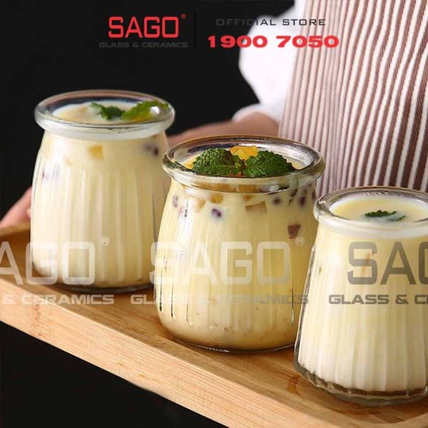  Hũ Thủy Tinh Pudding Sọc Nắp nhựa | Tùy Chọn Dung tích 
