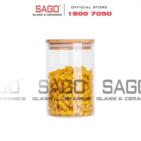  DELI GPG10-1050 - Hũ Thủy Tinh Tròn Delisoga Borosilicate Storage Glass 1050ml Nắp Gỗ | Thủy Tinh Cao Cấp 