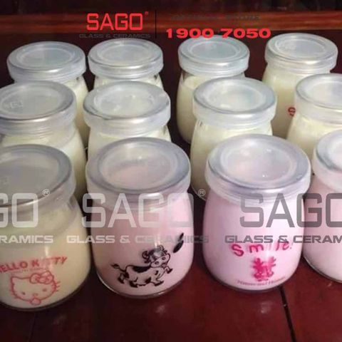  Hũ Thủy Tinh Sữa Chua In Hình 100ml Nắp Nhựa | Hình Ngẫu nhiên 