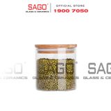  DELI GPG10-685 - Hũ Thủy Tinh Tròn Delisoga Borosilicate Storage Glass 685ml Nắp Gỗ  | Thủy Tinh Cao Cấp 