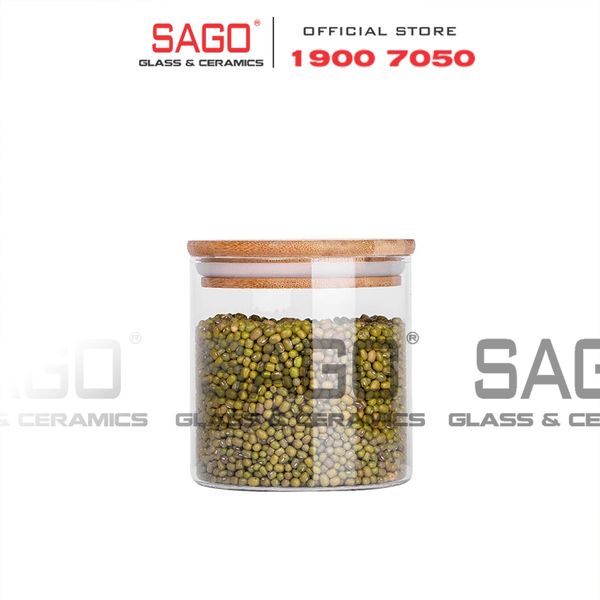  DELI GPG10-685 - Hũ Thủy Tinh Tròn Delisoga Borosilicate Storage Glass 685ml Nắp Gỗ  | Thủy Tinh Cao Cấp 