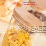  DELI GPG10-1050 - Hũ Thủy Tinh Tròn Delisoga Borosilicate Storage Glass 1050ml Nắp Gỗ | Thủy Tinh Cao Cấp 