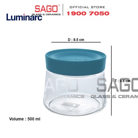  Luminarc P5279 - Hũ thủy tinh Luminarc Swing Nắp Xanh 500ml | Thủy Tinh Cao Cấp 