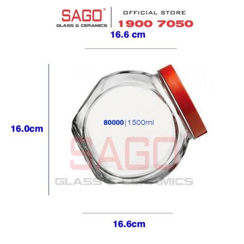  Pasabahce 80000 - Hũ Thủy Tinh Pasapache 2 Đáy Bella Jar With Lid 1500ml | Nhập Khẩu Thổ Nhĩ Kỳ 