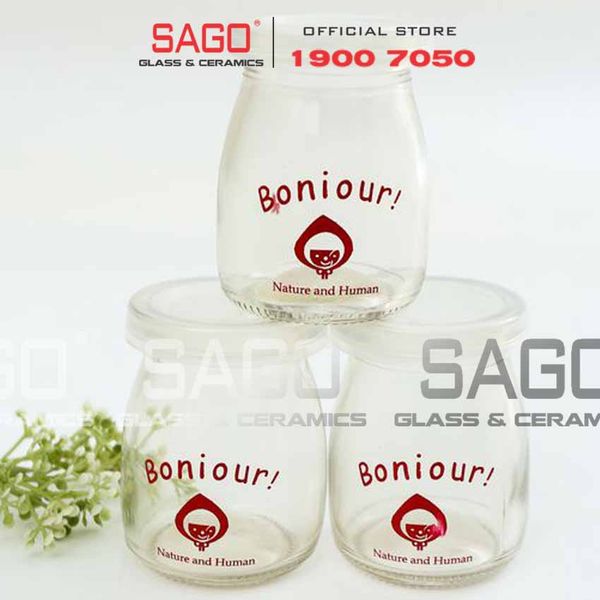  Hũ Thủy Tinh Sữa Chua In Hình 100ml Nắp Nhựa | Hình Ngẫu nhiên 