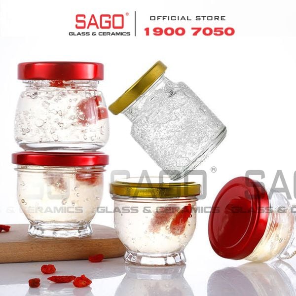  Hũ Thủy Tinh Sen Béo Đựng Yến Nắp Thiết  | Tùy Chọn Dung Tích 