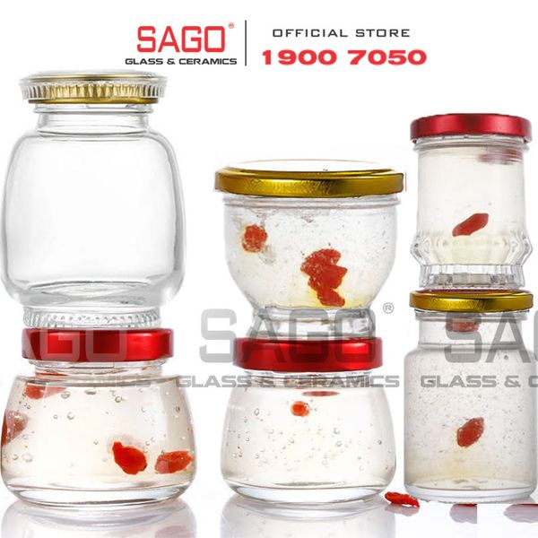  Hũ Thủy Tinh Sen Béo Đựng Yến Nắp Thiết  | Tùy Chọn Dung Tích 