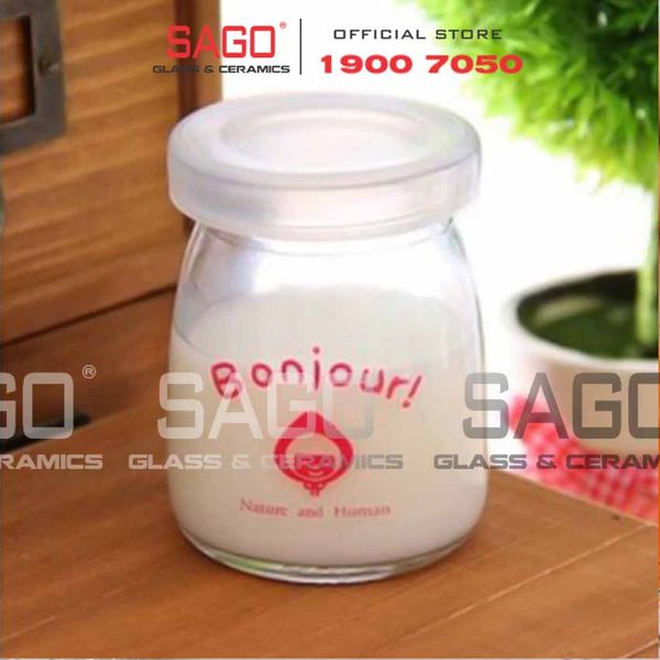  Hũ Thủy Tinh Sữa Chua In Hình 100ml Nắp Nhựa | Hình Ngẫu nhiên 