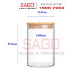  DELI GPG10-1050 - Hũ Thủy Tinh Tròn Delisoga Borosilicate Storage Glass 1050ml Nắp Gỗ | Thủy Tinh Cao Cấp 