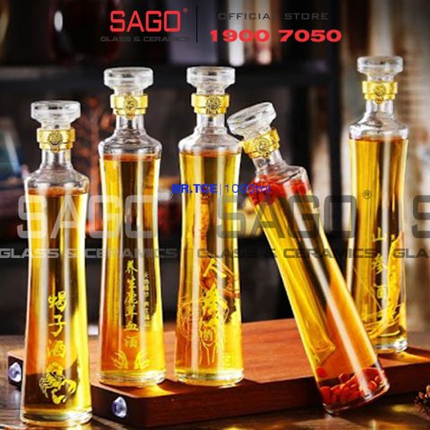  Bình Thủy Tinh Tròn Eo Cao Nắp Thủy tinh | Tùy Chọn Dung Tích 