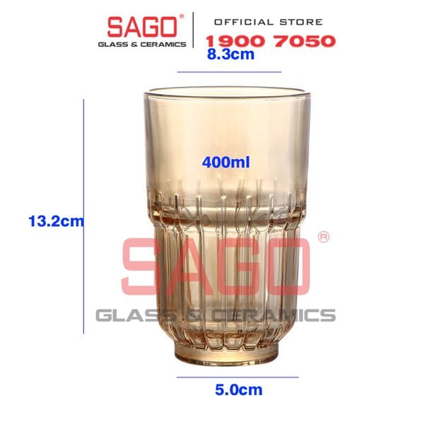  DELI Y5865-2S - Ly Thủy Tinh Deli LINQ Amber Beverage Glass 400ml | Thủy Tinh Cao Cấp 