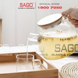  Deli GPH21 - Bộ Bình Thủy Tinh Deli Chịu Nhiệt Nắp Gỗ Có Khây Gỗ ( 01 Bình 1000ml + 4 Ly Chịu Nhiệt ) 