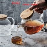  Deli GPH21 - Bộ Bình Thủy Tinh Deli Chịu Nhiệt Nắp Gỗ Có Khây Gỗ ( 01 Bình 1000ml + 4 Ly Chịu Nhiệt ) 