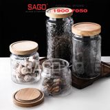  DELI HMF-G26 - Hũ Thủy Tinh Delisoga Vintage Wooden Lid Jar Glass Nắp Gỗ | Tùy Chọn Dung Tích Và Họa Tiết 