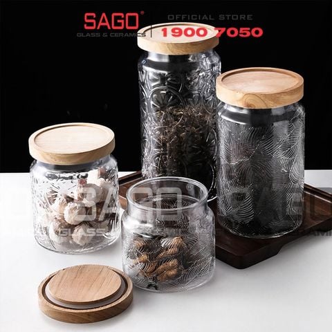  DELI HMF-G26 - Hũ Thủy Tinh Delisoga Vintage Wooden Lid Jar Glass Nắp Gỗ | Tùy Chọn Dung Tích Và Họa Tiết 